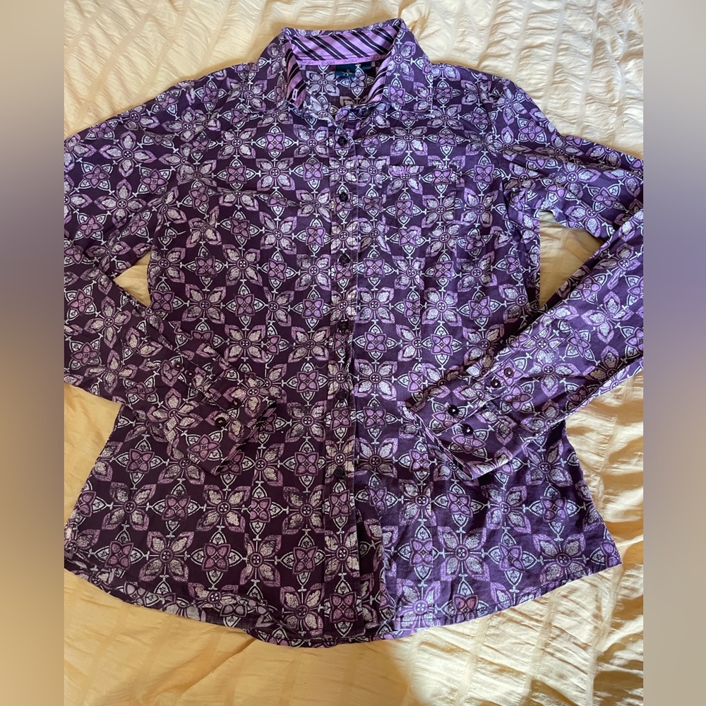 Cruel Girl long sleeve Western shirt! size medium Purple & Cream Rodeo button up